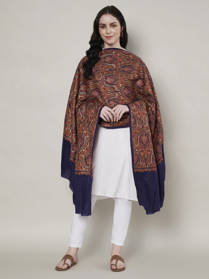 Muffly Fine Wool Paisley Shawl with Elegant Border – 40x80 Inches