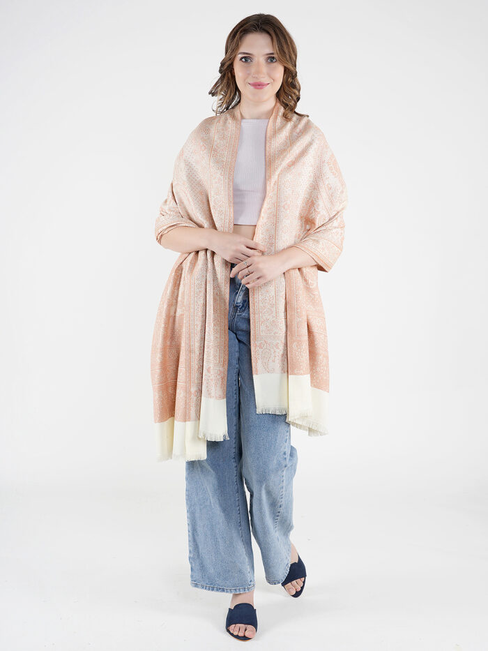 MUFFLY Jamawar Wool Shawl for Women – 40x80 Traditional Paisley Wrap