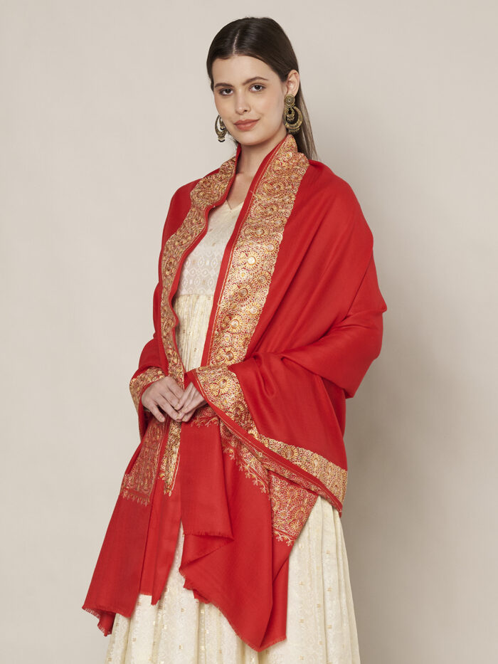 MUFFLY Luxury Wool Blend Designer Shawl for Women with Border – 40x80 Inches Wrap