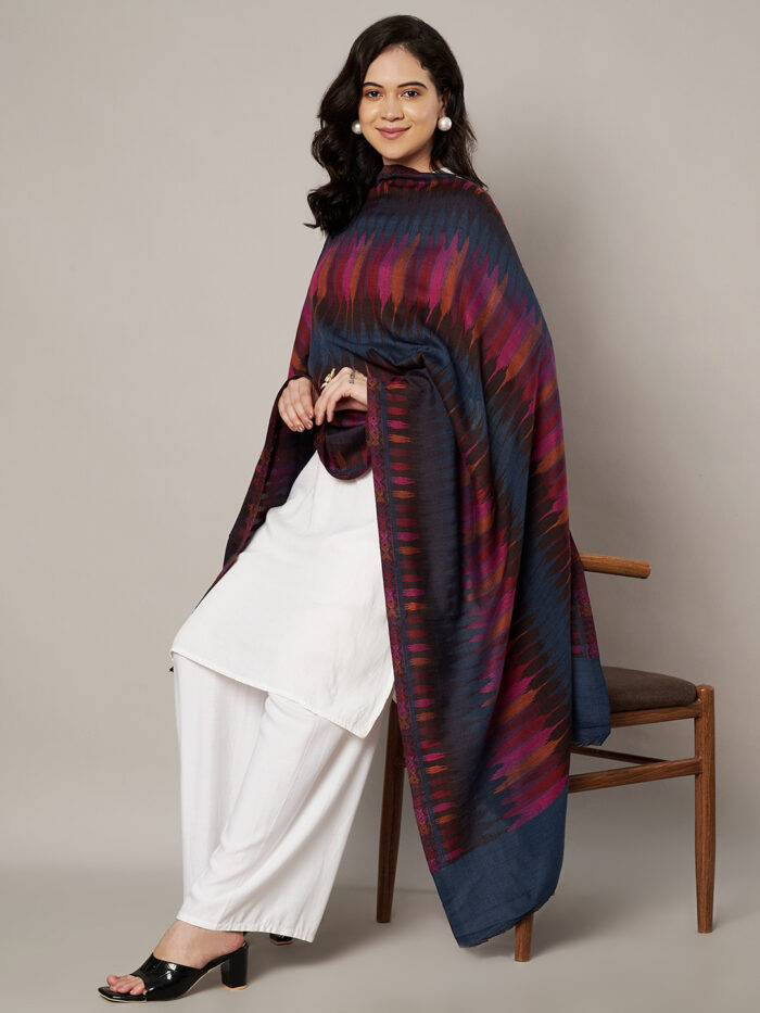Muffly Ikat Inspired Pastel Stole in Fine Wool