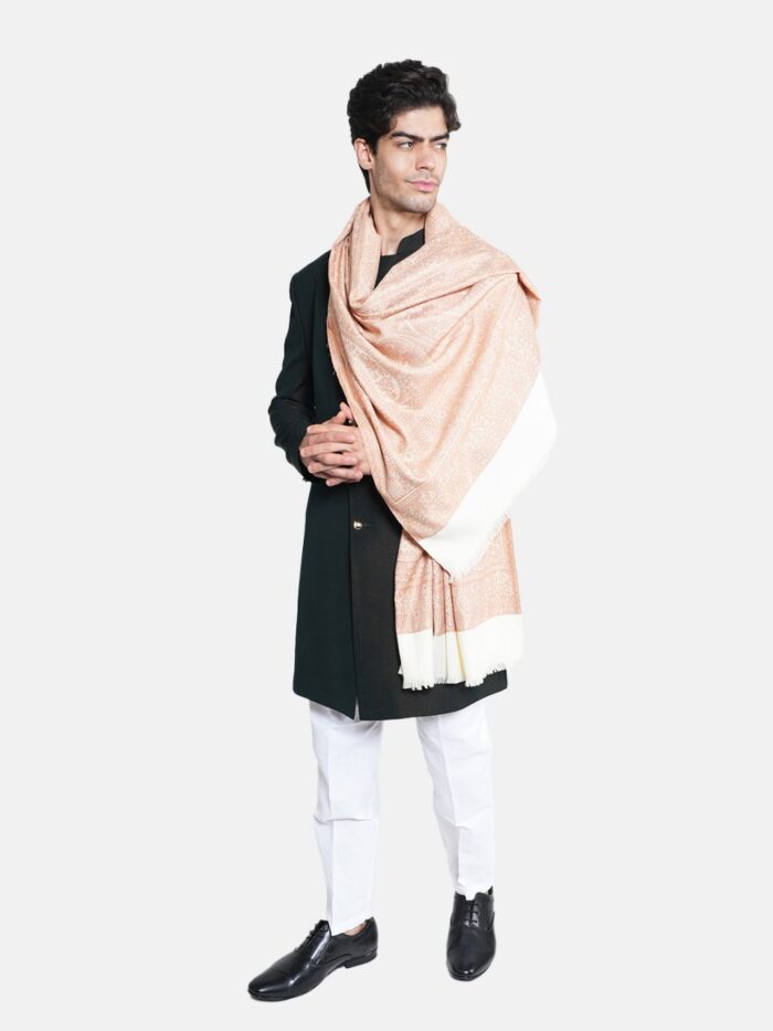 MUFFLY Jamawar Wool Shawl for Men – 40x80 Traditional Paisley Wrap
