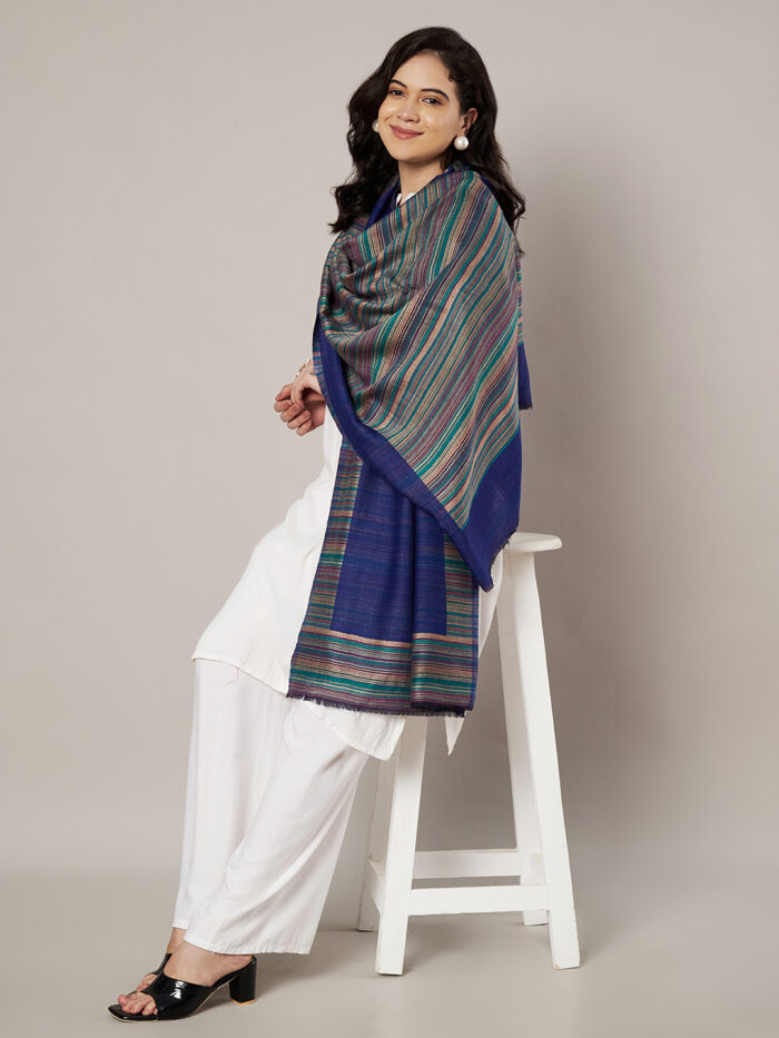 Muffly Fine Wool Striped Stole - 28x80 inches