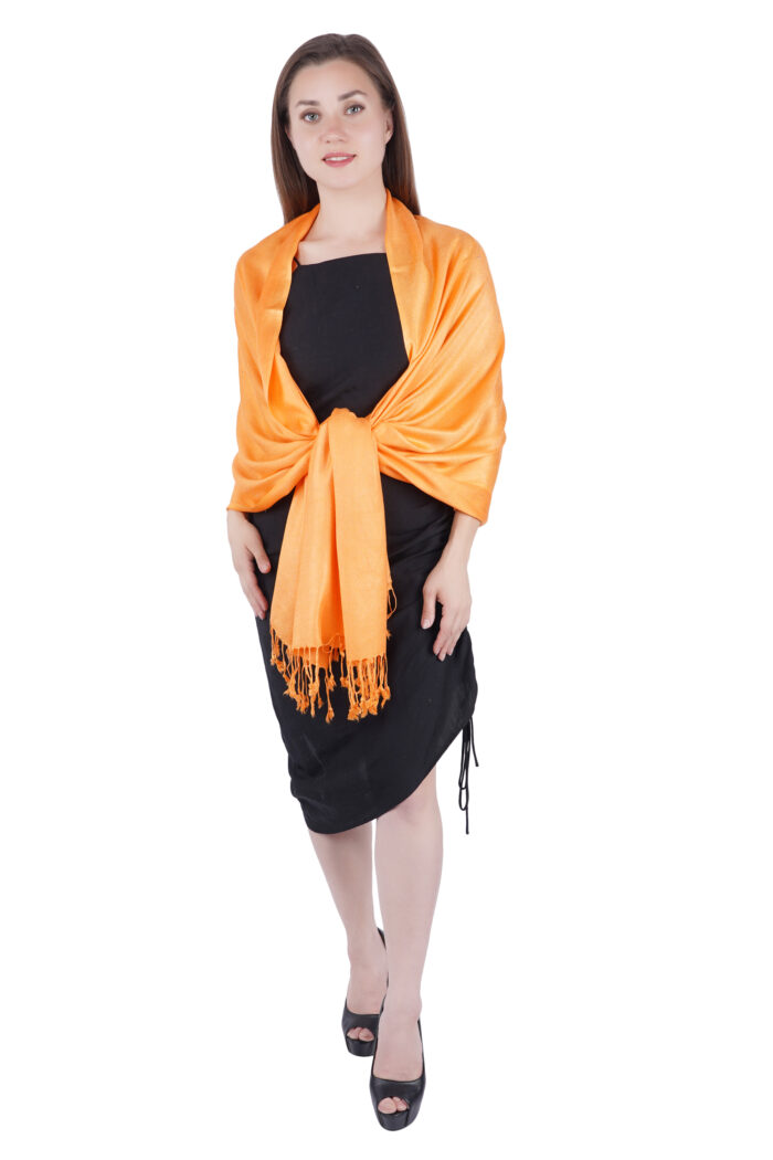 MUFFLY Viscose Stole for Women – 28x80 Elegant Solid Wrap with Fringes