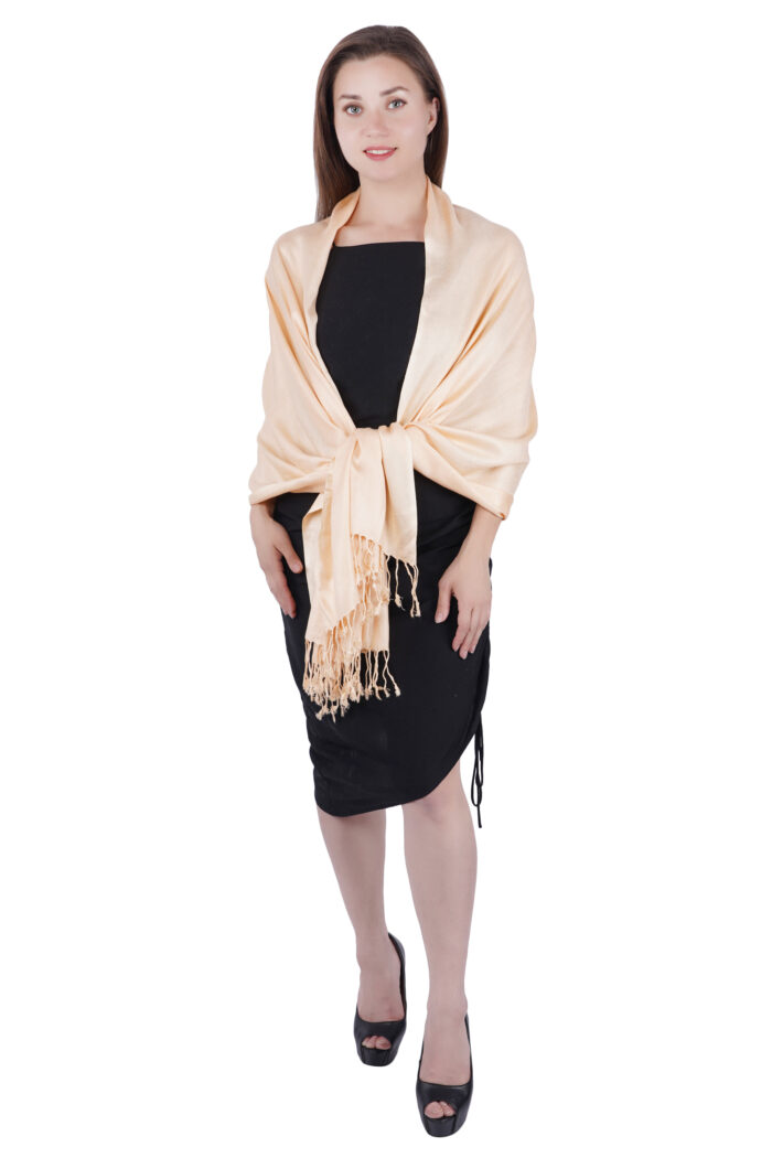 MUFFLY Viscose Stole for Women – 28x80 Elegant Solid Wrap with Fringes