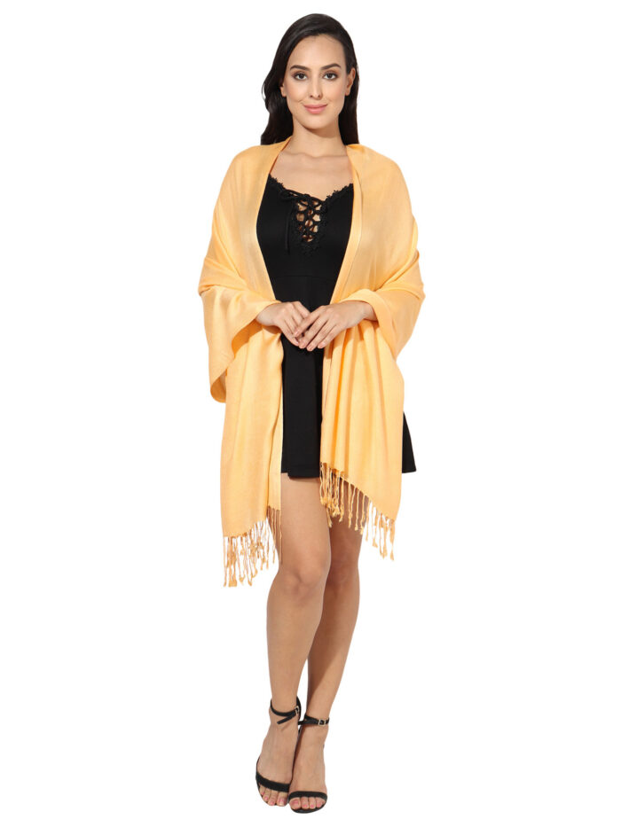 MUFFLY Viscose Stole for Women – 28x80 Elegant Solid Wrap with Fringes