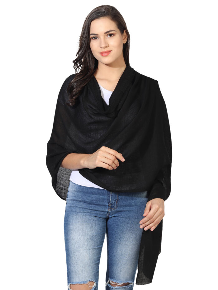 MUFFLY Wool Blend Solid Stole for Women – 28x80 Elegant Wrap