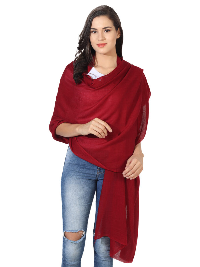 MUFFLY Wool Blend Solid Stole for Women – 28x80 Elegant Wrap