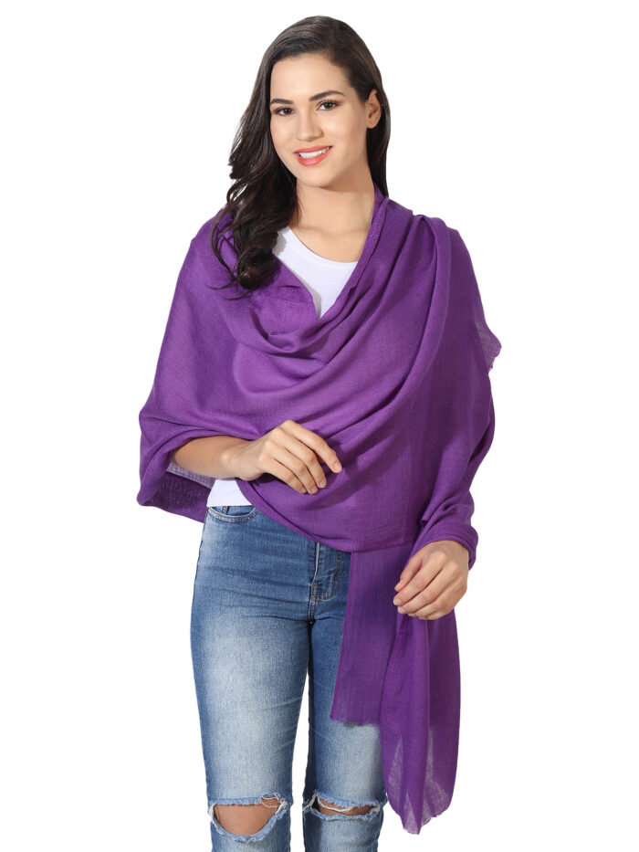 MUFFLY Wool Blend Solid Stole for Women – 28x80 Elegant Wrap