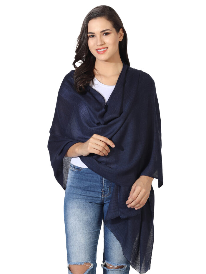 MUFFLY Wool Blend Solid Stole for Women – 28x80 Elegant Wrap