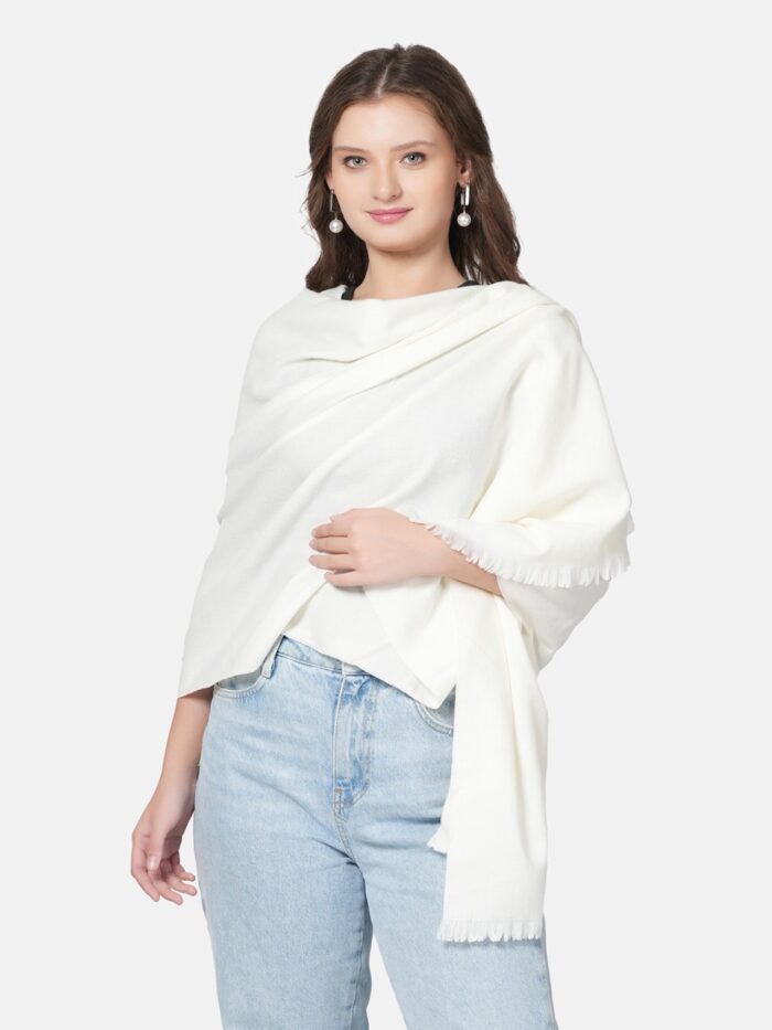 MUFFLY Wool Blend Solid Wool Stole for Women – 28x80 Elegant Wrap