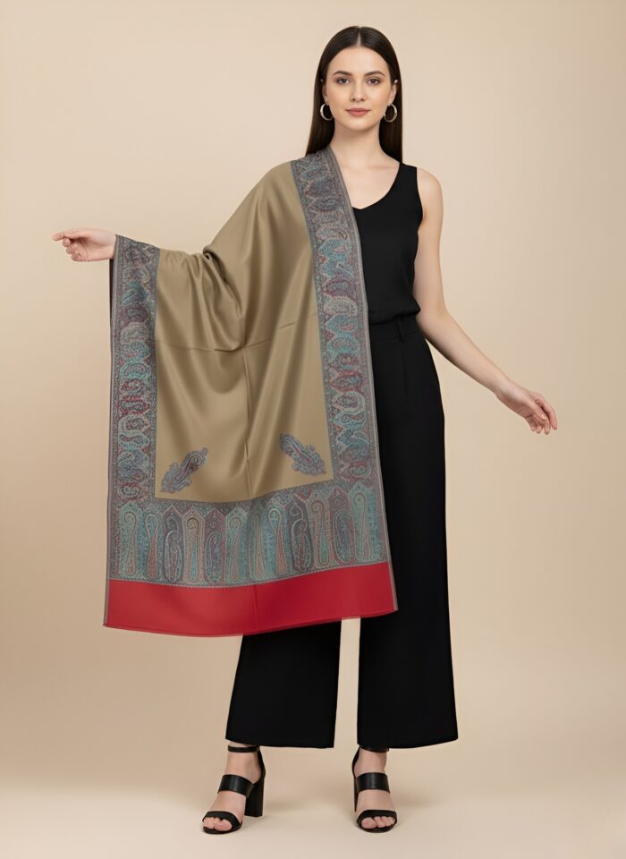 MUFFLY Womens Bamboo Silk Thread Work Shiny Shawl 80x40 Inches